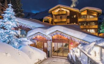 Les Sherpas Hotel, Courchevel, External Night